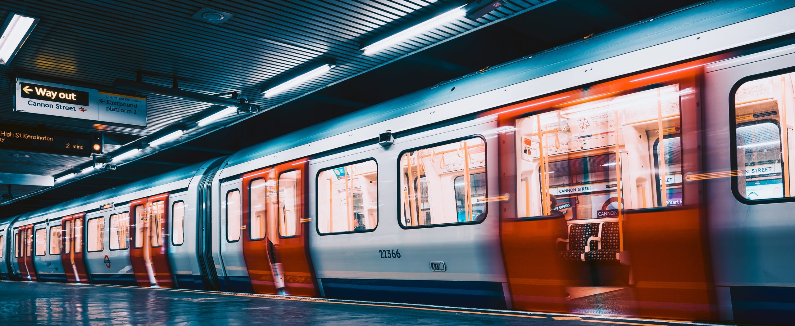 London Underground train with open doors at Cannon Street station