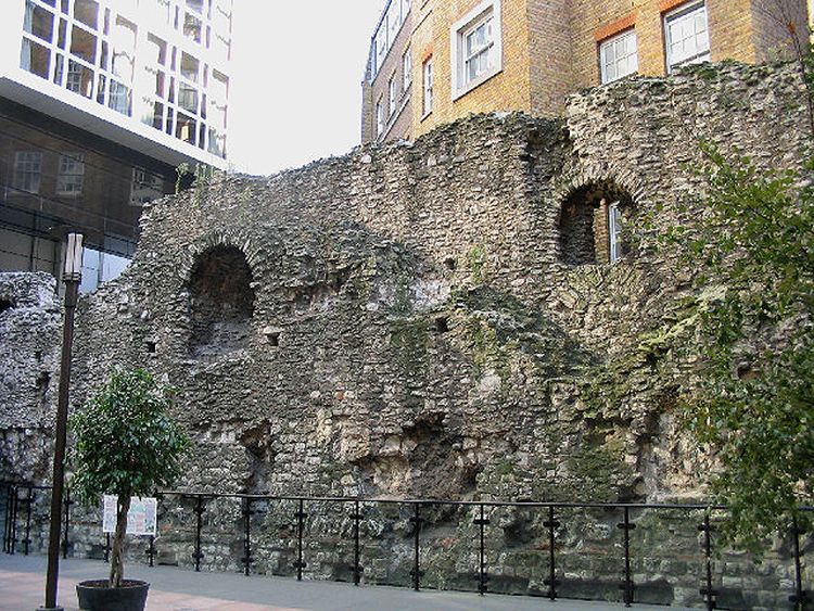 Surviving remains of the Roman city wall by Tower Hill